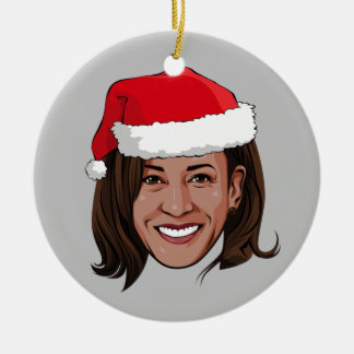 Ornamento cerámico de vacaciones Kamala Claus 2020