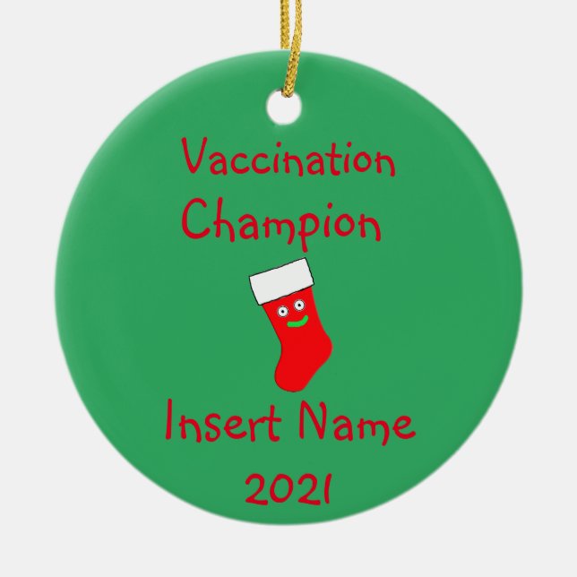 Ornamento cerámico de vacunación personalizado (Frente)