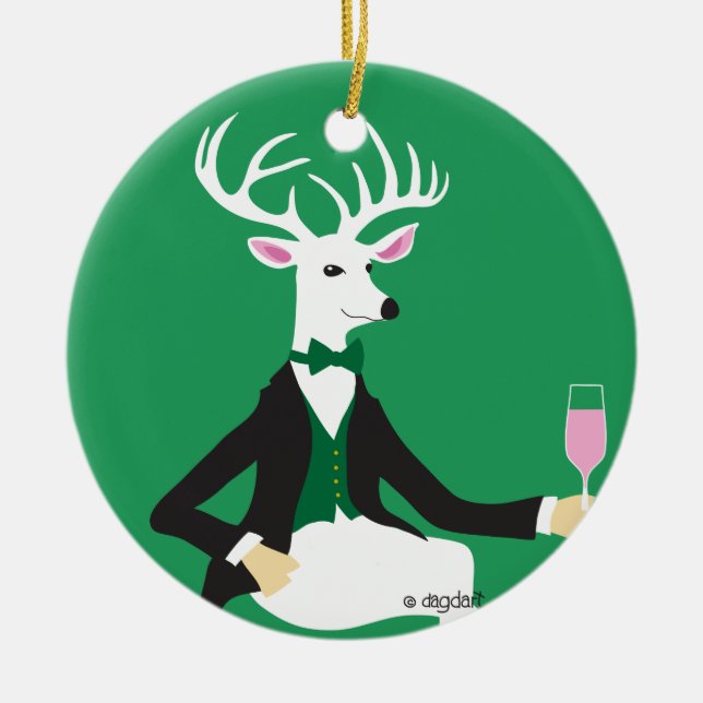 Ornamento cerámico de venado Cheer (Frente)