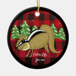 Ornamento cerámico de vida de cabaña de madera de