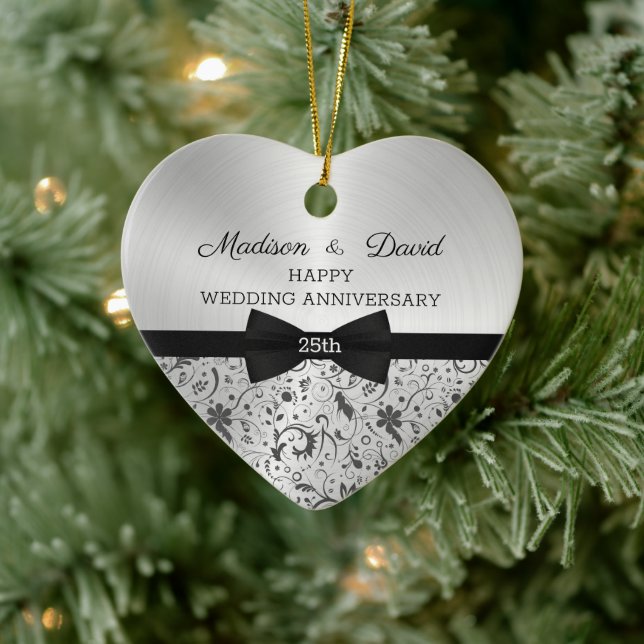 Ornamento cerámico del aniversario de la boda de D (Árbol)