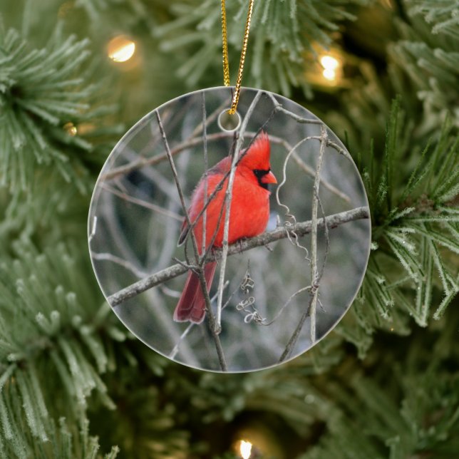 Ornamento cerámico del Cardenal Rojo Real (Árbol)