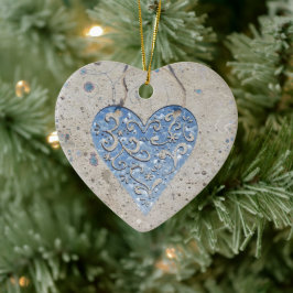 Ornamento cerámico del corazón plateado