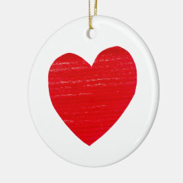 Ornamento cerámico del corazón rojo