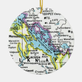 Ornamento cerámico del mapa del lago Winnipesaukee