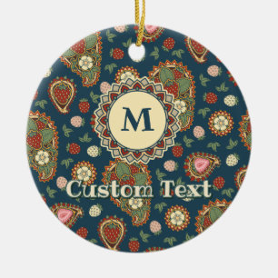 Ornamento cerámico del patrón de fresa Paisley