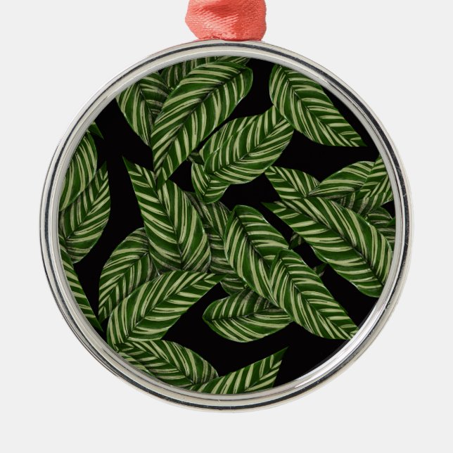 Ornamento cerámico del patrón de hojas tropicales (Frente)