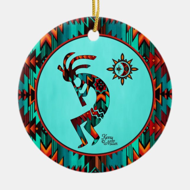Ornamento cerámico del suroeste de Kokopelli (Frente)