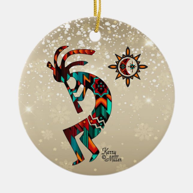 Ornamento cerámico del suroeste de Kokopelli (Frente)