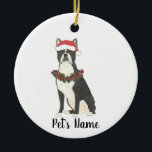 Ornamento cerámico del territorio de Boston person<br><div class="desc">Haz la lista de este año con un adorno personalizado de tu pequeño y favorito aterrador de boston! Para los regalos más dulces,  ¡emparejételos con una impresión de arte equivalente u otro artículo de mi colección!</div>