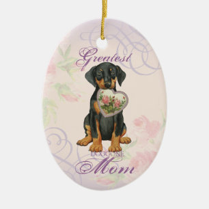 Ornamento cerámico Doberman Pinscher Heart Mom