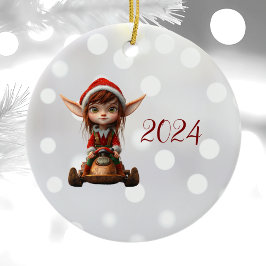 Ornamento cerámico Elf Navidades Scooter Elf