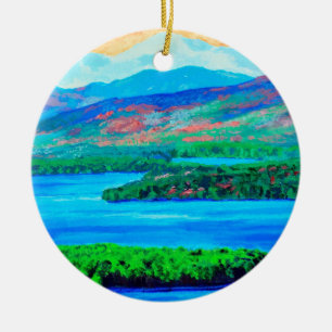 Ornamento cerámico en el lago y las montañas, ar