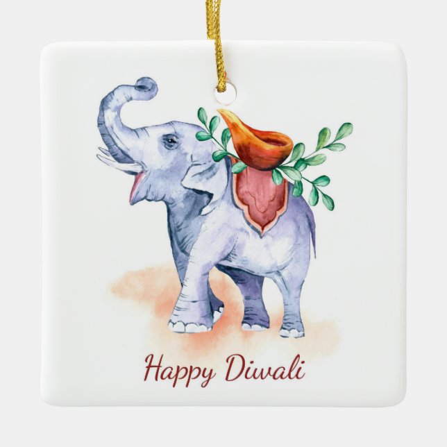 Ornamento cerámico feliz Diwali (Anverso)