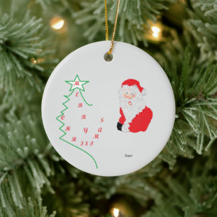Ornamento cerámico : Feliz Navidad / Santa Claus