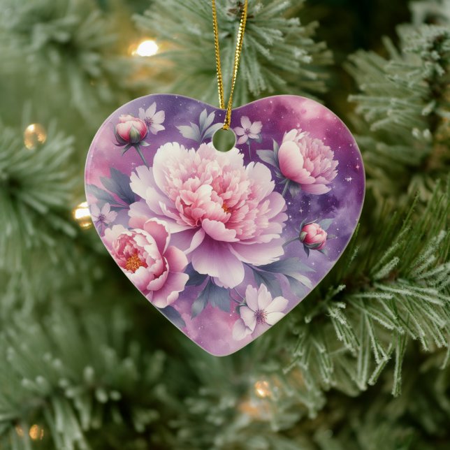 Ornamento cerámico Galaxy Peony Heart (Árbol)