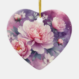 Ornamento cerámico Galaxy Peony Heart