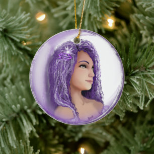 Ornamento cerámico infantil morado