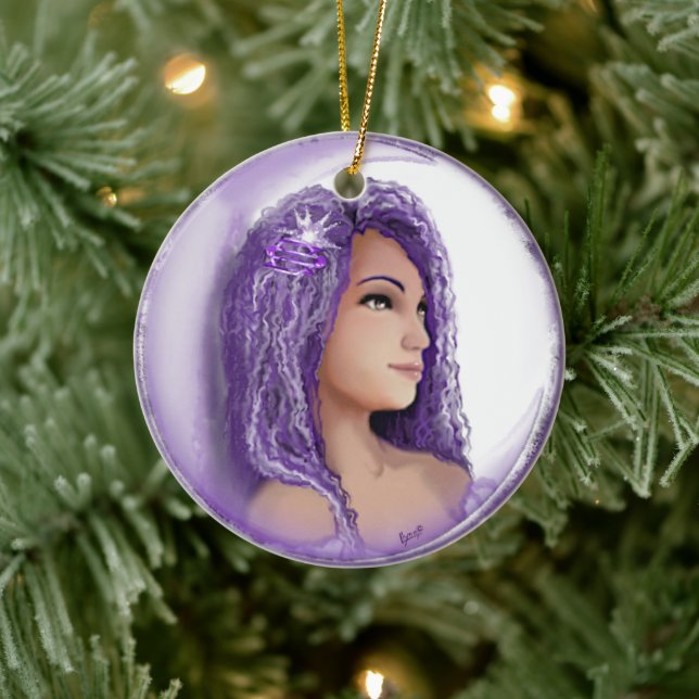Ornamento cerámico infantil morado (Árbol)