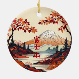 Ornamento cerámico japonés del Monte Fuji del otoñ