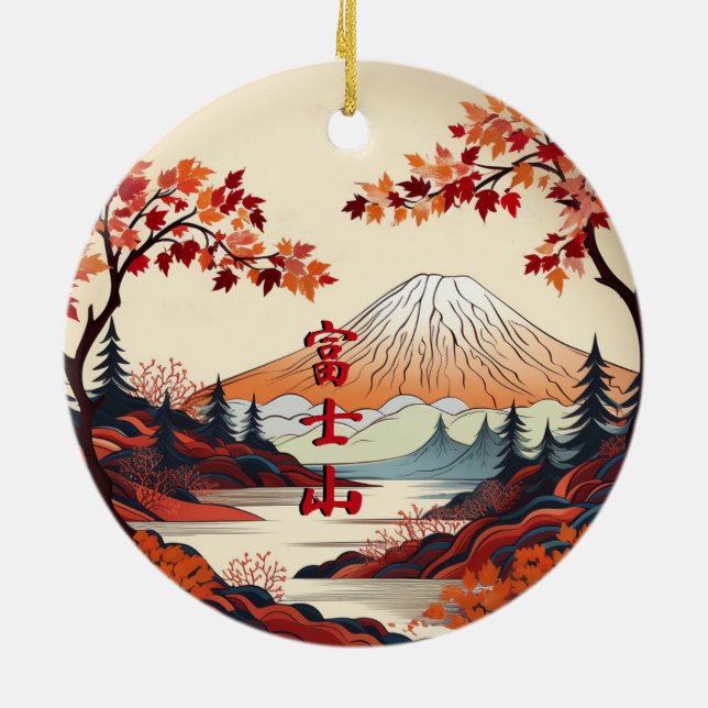 Ornamento cerámico japonés del Monte Fuji del otoñ (Atrás)