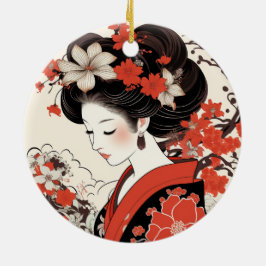 Ornamento cerámico japonés Geisha