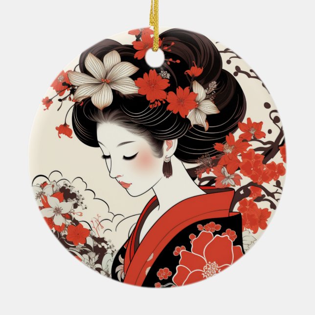 Ornamento cerámico japonés Geisha (Atrás)