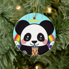 Ornamento cerámico Kawaii Boba Panda