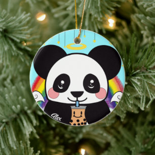 Ornamento cerámico Kawaii Boba Panda