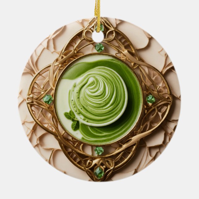 Ornamento cerámico Matcha Latte Prisma (Atrás)