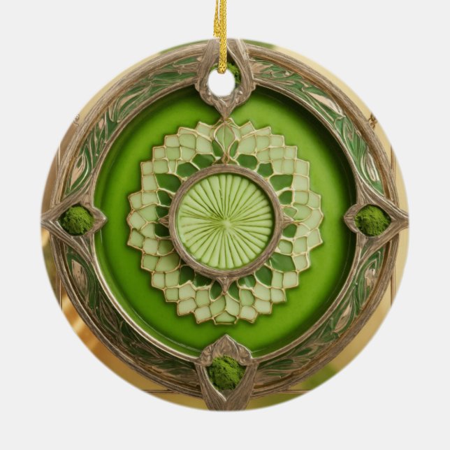 Ornamento cerámico Matcha Latte Prisma (Atrás)
