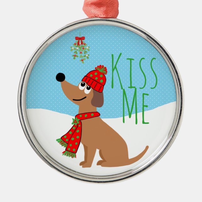 Ornamento cerámico Mistletoe Dog Kisses (Frente)