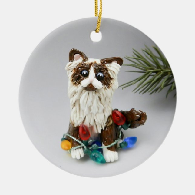 Ornamento cerámico para gato persa de Ragdoll (Frente)