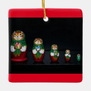 Ornamento cerámico para Navidades Cat Matryoshka