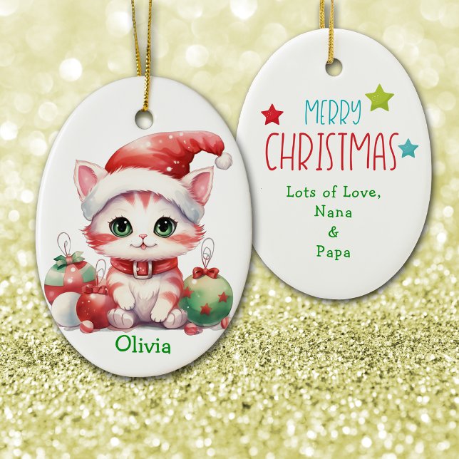Ornamento cerámico para niños de gatitos de Santa  (Subido por el creador)