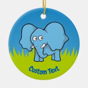 Ornamento cerámico personalizado de elefante azul