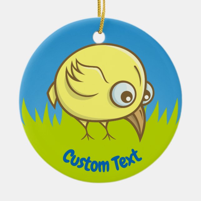 Ornamento cerámico personalizado de pájaro amarill (Frente)
