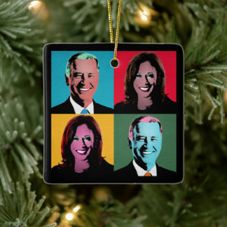 Ornamento cerámico Pop Art Biden Harris