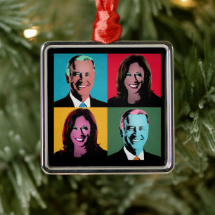 Ornamento cerámico Pop Art Biden Harris