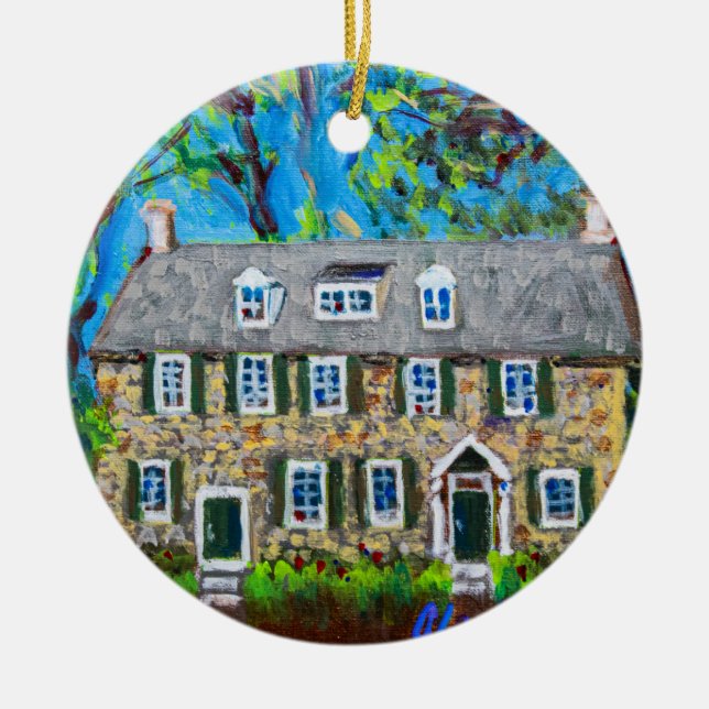 Ornamento cerámico que representa la oficina de co (Frente)