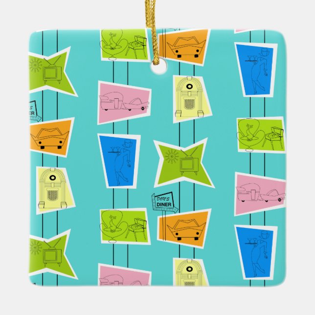 Ornamento cerámico retro atómico kitsch (Anverso)