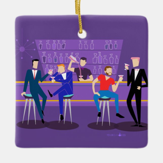 Ornamento cerámico Retro Gay Bar (Anverso)