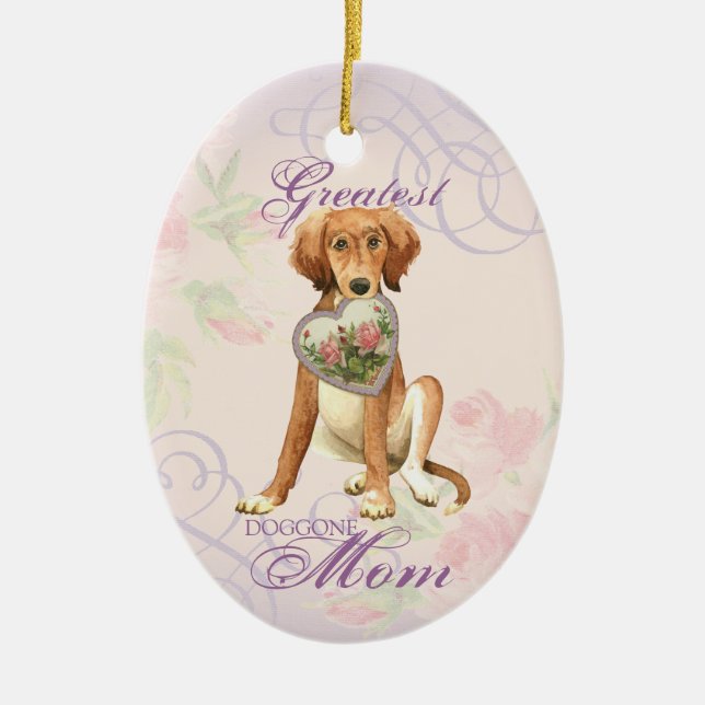 Ornamento cerámico Saluki Heart Mom (Frente)
