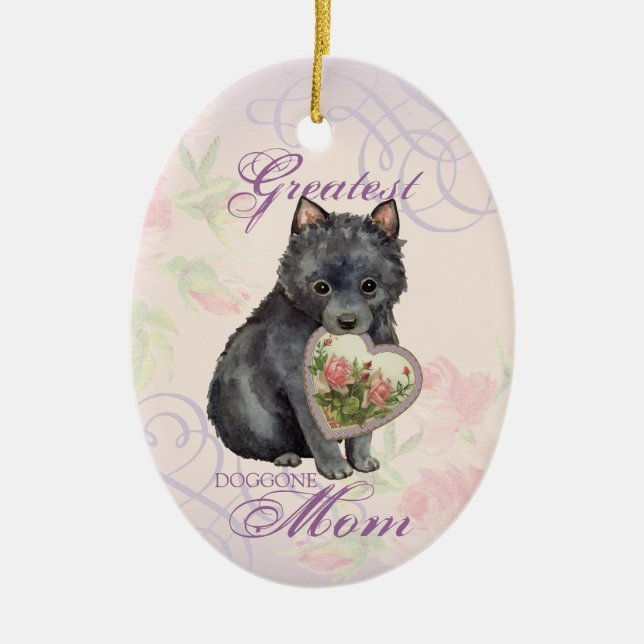 Ornamento cerámico Schipperke Heart Mom (Frente)