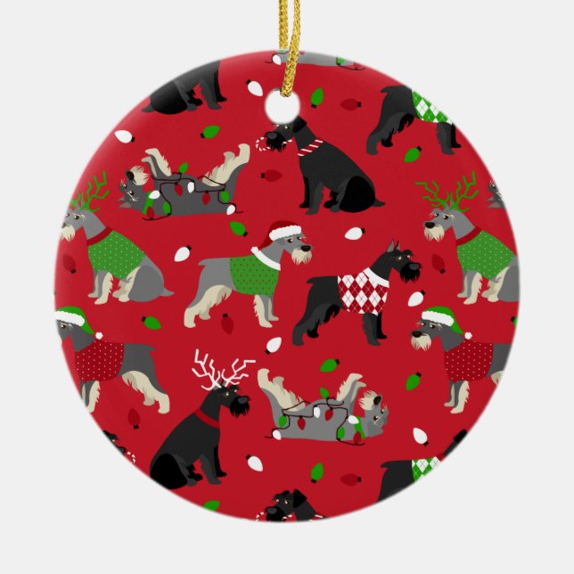 Ornamento cerámico Schnauzer para navidades (Frente)