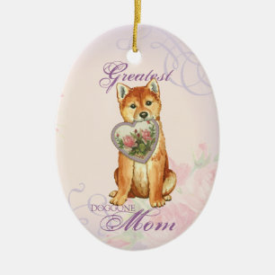Ornamento cerámico Shiba Inu Heart Mom
