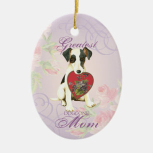 Ornamento cerámico Smooth Fox Terrier Heart Mom