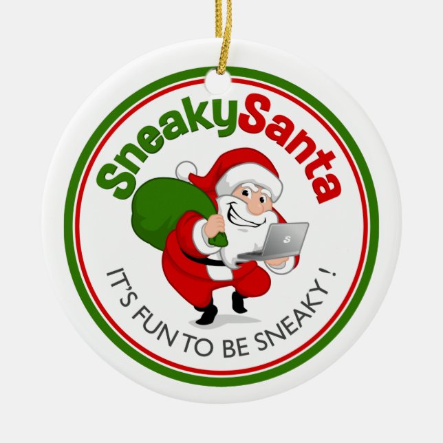 Ornamento cerámico Sneaky Santa (Frente)