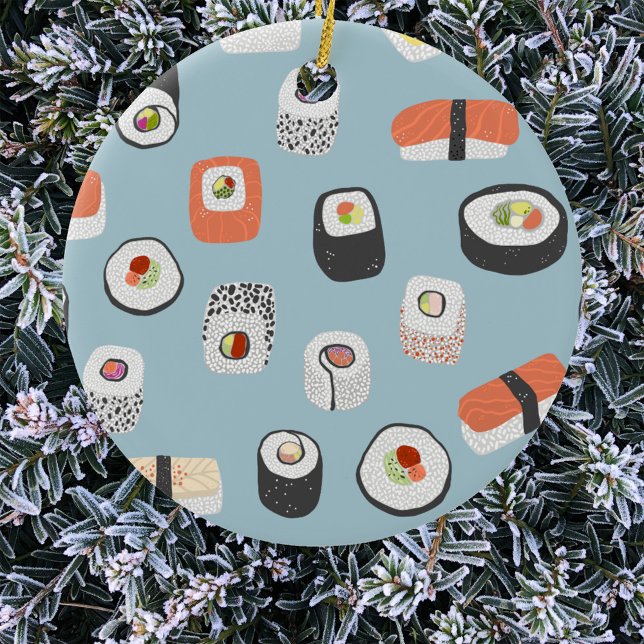 Ornamento cerámico sushi (Japanese sushi Christmas ornament)