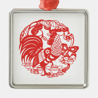 Ornamento chino de año de gallo de papel 2017